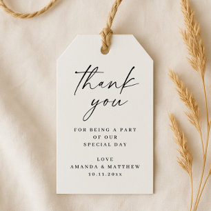 Neutral Script Wedding Thank You Black & White Gift Tags