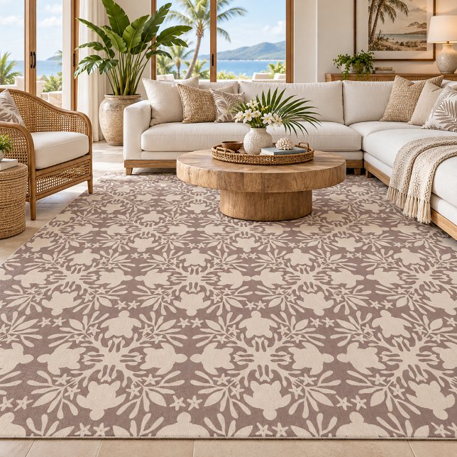 Neutral Sea Turtle Tropical Pattern Rug (Creator Uploaded)