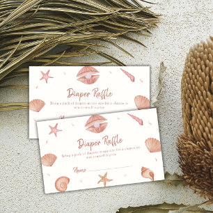 Neutral Seashell Pearl Diaper Rafle Baby Shower Enclosure Card