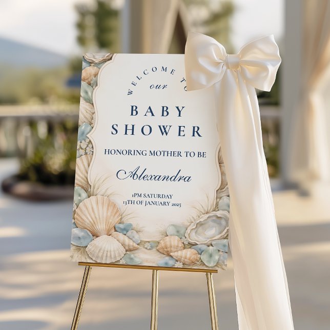 Neutral Seaside Shells Baby Shower Foam Board (Creator Uploaded)