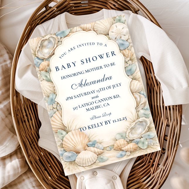 Neutral Seaside Shells Baby Shower Invitation (Creator Uploaded)