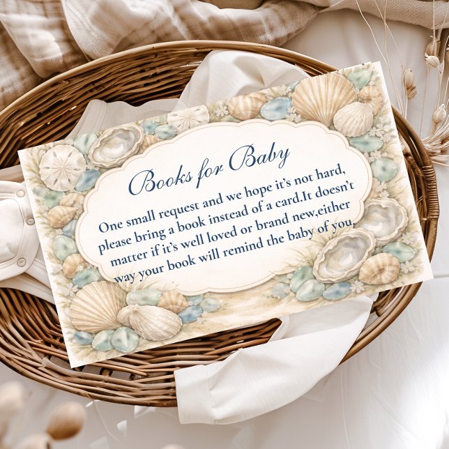 Neutral Seaside Shells Books For Baby Enclosure Card (Creator Uploaded)