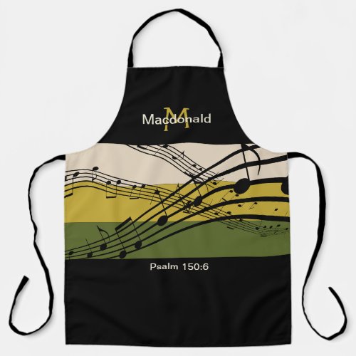 Neutral Shades Music Notes  Personalized Monogram Apron