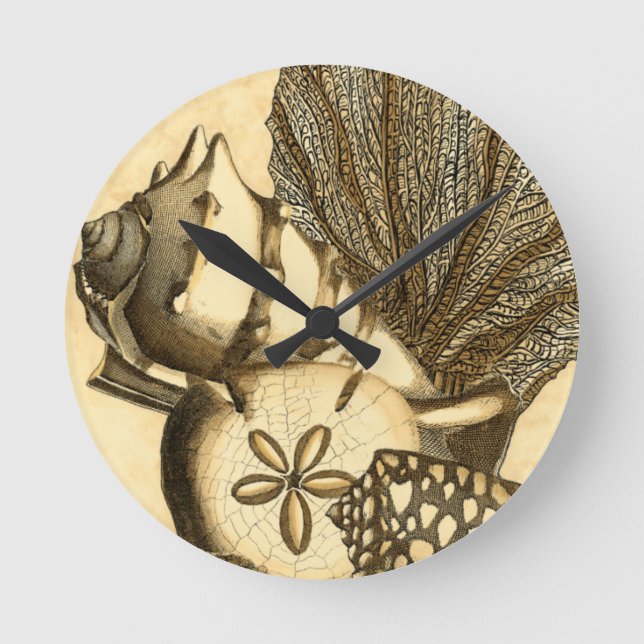 Neutral Shells and Coral Collection Round Clock (Front)