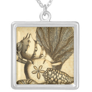 Neutral Shells and Coral Collection Silver Plated Necklace