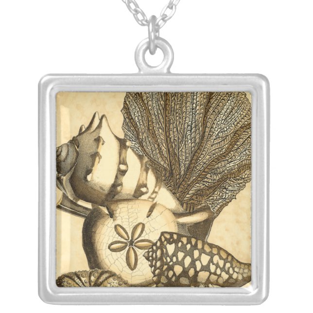 Neutral Shells and Coral Collection Silver Plated Necklace (Front)