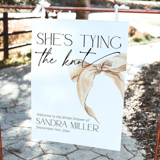 Neutral She's Tying the Knot Bridal Shower Welcome Foam Board (Creator Uploaded)