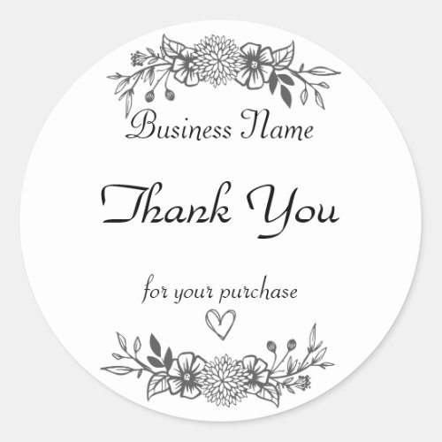 Neutral Simple Floral Thank You  Classic Round Sticker