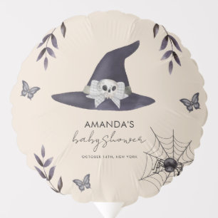 Neutral Simple Little Boo Witch Hat Baby Shower Balloon