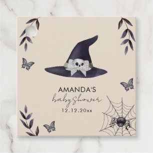 Neutral Simple Little Boo Witch Hat Baby Shower Favor Tags