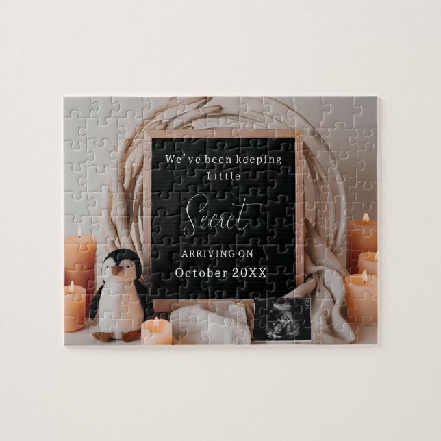 Neutral Simple pregnancy announcement keepsake  Jigsaw Puzzle (Horizontal)