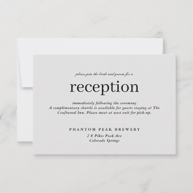 Neutral Simple Type Wedding Reception Save The Date (Front)