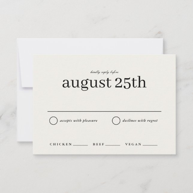 Neutral Simple Type Wedding RSVP Save The Date (Front)