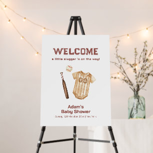 Neutral Slugger Baseball Baby Shower Welcome Sign