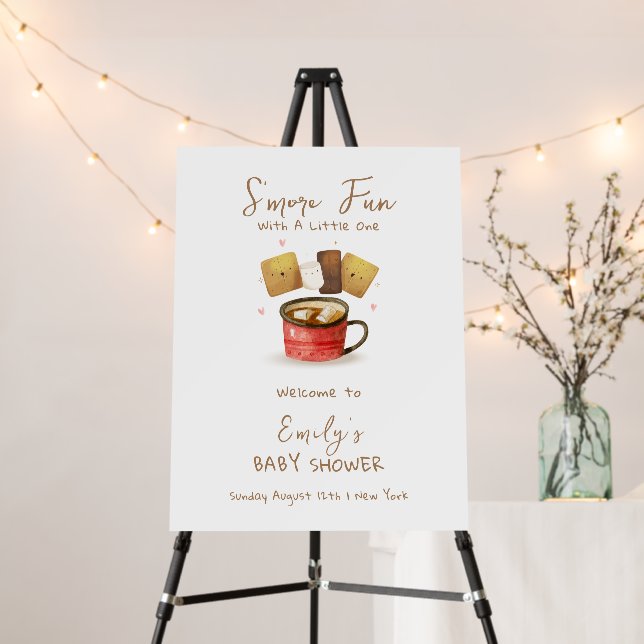 Neutral S'more Fun Fall Baby Shower Welcome Sign (In Situ (Stand))