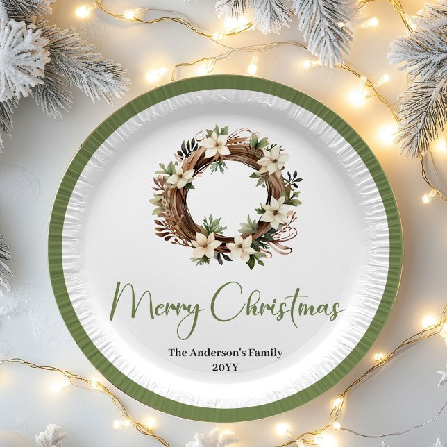Neutral Soft Christmas Custom Family Party Plates (Neutral Soft Christmas Custom Family Party Plates)