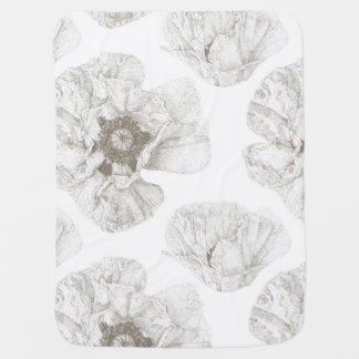 Neutral Soft Poppy Flower Baby Blanket