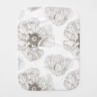 Neutral Soft Poppy Flower Baby Burp Cloth