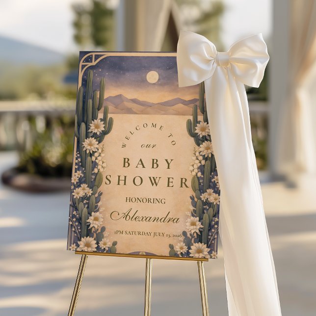 Neutral Southwest Cactus Botanicals Baby Shower Foam Board (Creator Uploaded)