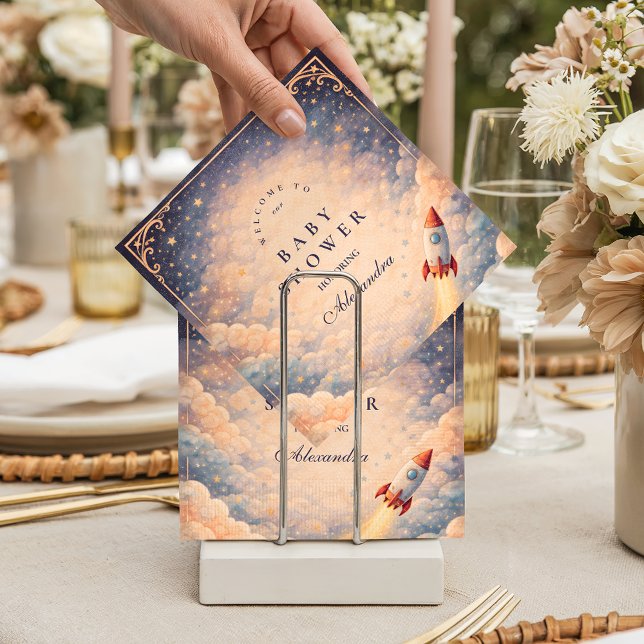 Neutral Space Rocket Stars Baby Shower Napkins (Creator Uploaded)