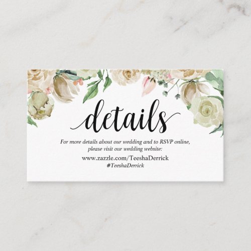 Neutral Spring Black Wedding Details RSVP Enclosure Card
