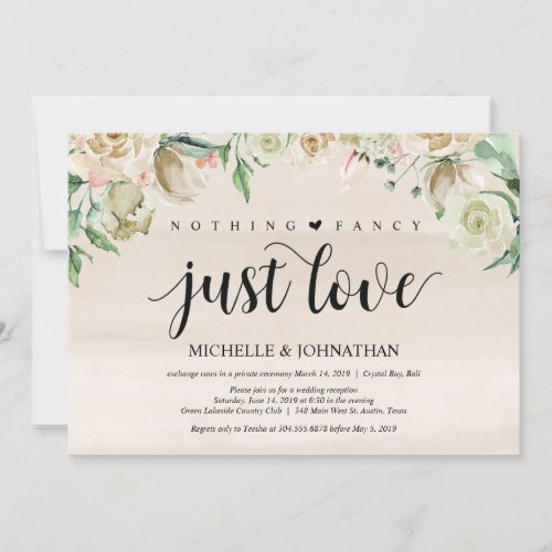 Neutral Spring Elopement Reception Invitation Card