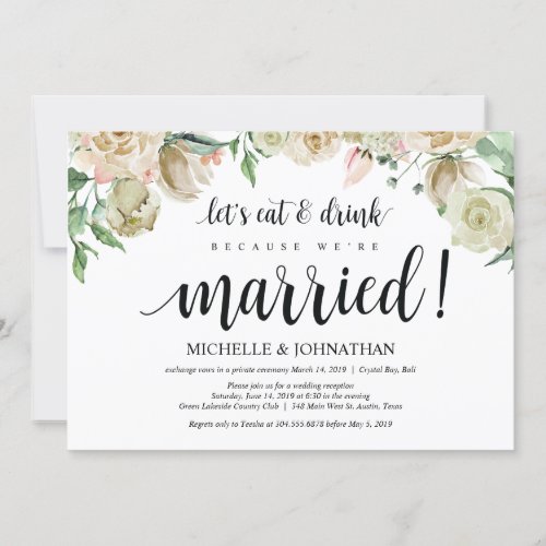 Neutral Spring Elopement Reception Invitation Card