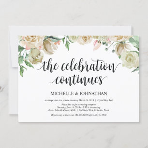 Neutral Spring Elopement Reception Invitation Card