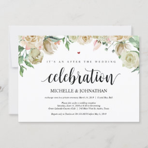 Neutral Spring Elopement Reception Invitation Card