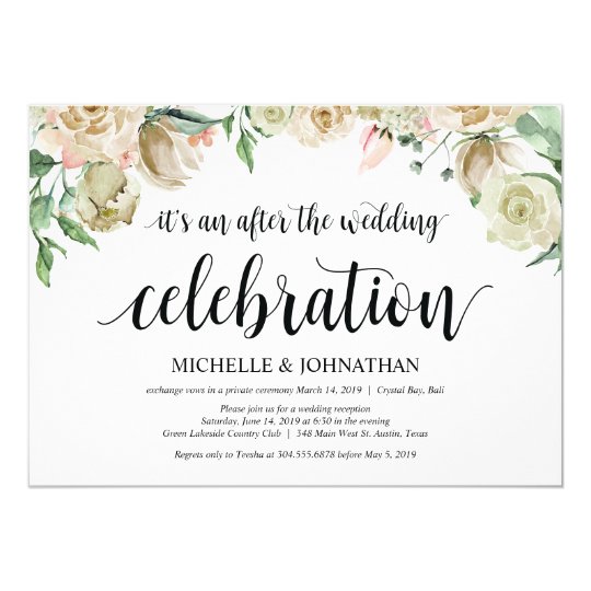 Neutral Spring Elopement Reception Invitation Card Zazzle Com