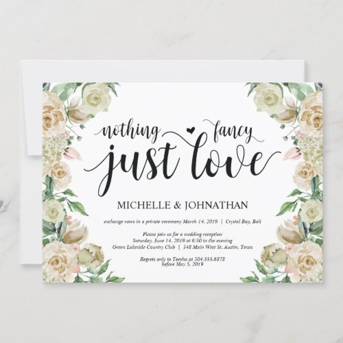 Neutral Spring Elopement Reception Invitation Card