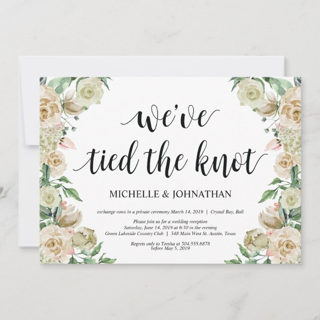 Neutral Spring Elopement Reception invites (Front)