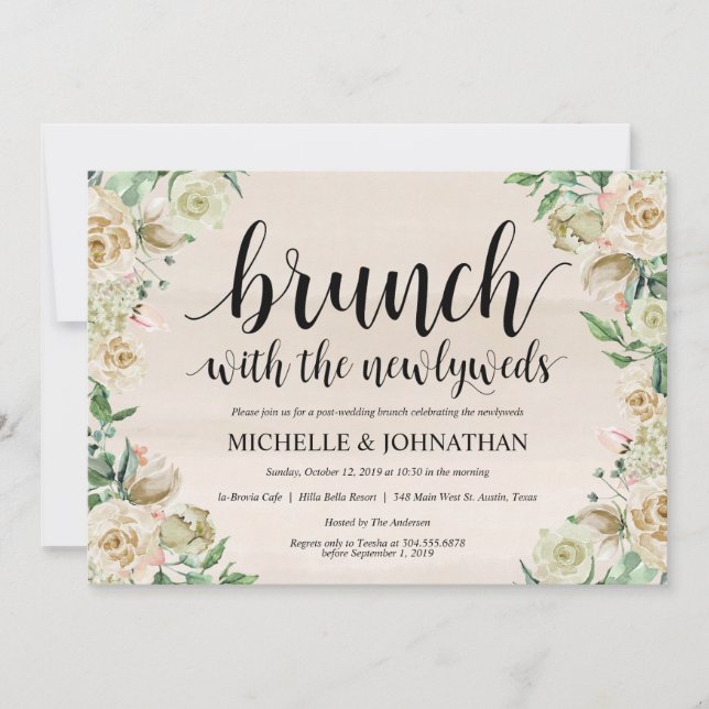 Neutral Spring Post Wedding Brunch Invitation Card (Front)