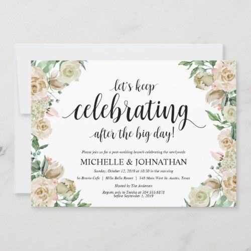 Neutral Spring Post Wedding Brunch Invitation Card