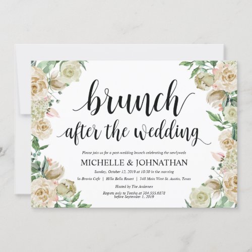 Neutral Spring Post Wedding Brunch Invitation Card