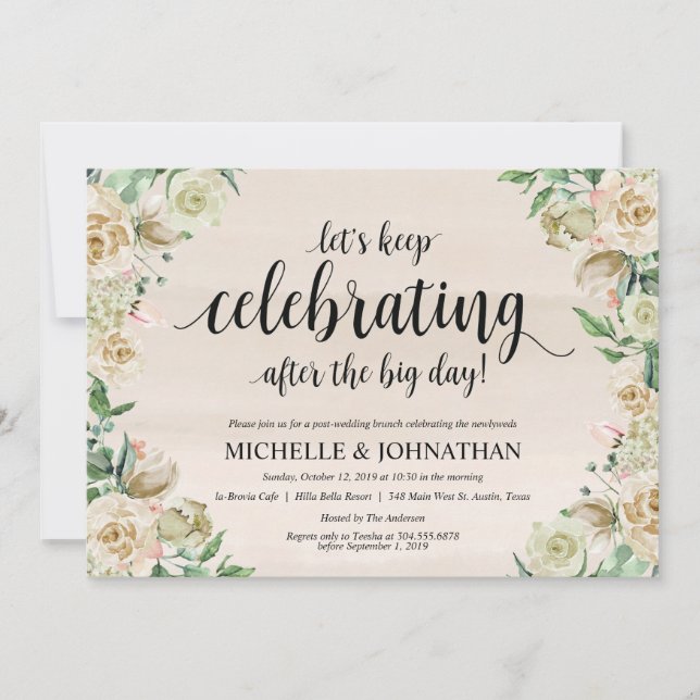Neutral Spring Post Wedding Brunch Invitation Card (Front)
