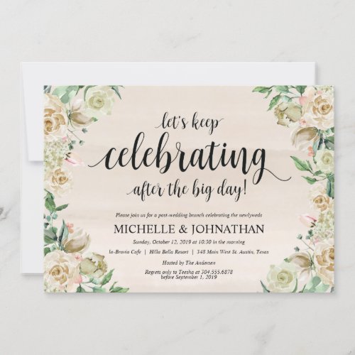 Neutral Spring Post Wedding Brunch Invitation Card