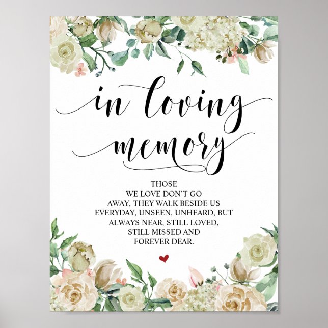 Neutral Spring Wedding Memorial Table Sign (Front)