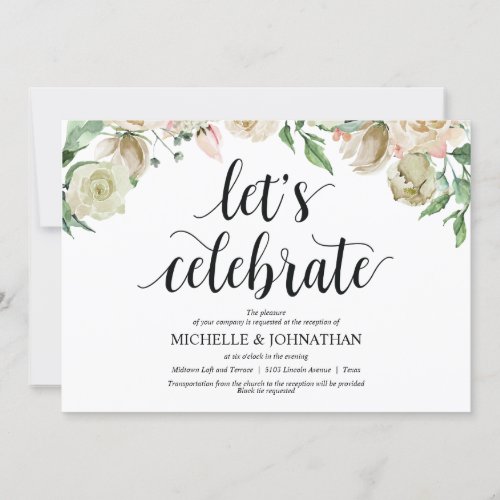 Neutral Spring Wedding Reception Invitation Card