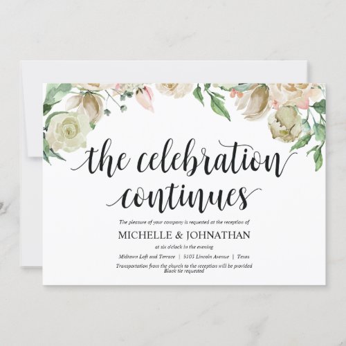 Neutral Spring Wedding Reception Invitation Card