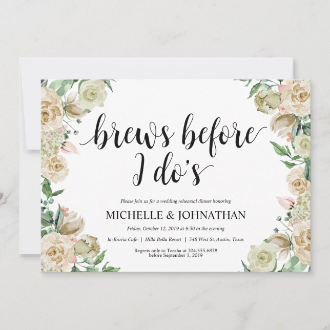 Neutral Spring Wedding Rehearsal Dinner Invitation (Front)
