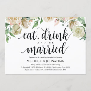 Neutral Spring Wedding Rehearsal Dinner Invitation