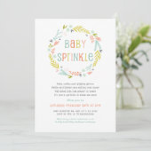 Neutral Spring Wreath Baby Sprinkle invite (Standing Front)