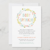 Neutral Spring Wreath Baby Sprinkle invite (Front)
