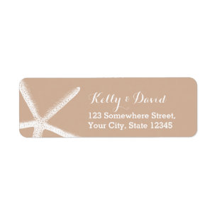 Neutral Starfish Beach Wedding Return Address Label