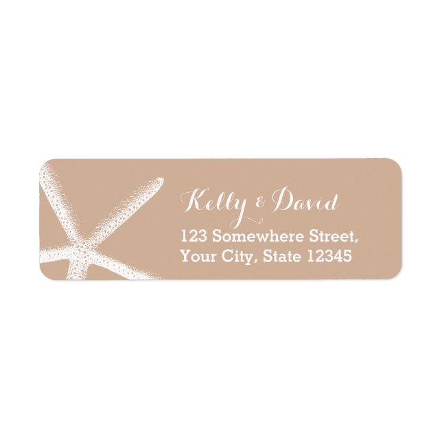 Neutral Starfish Beach Wedding Return Address Label (Front)