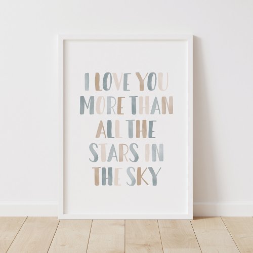 Neutral Stars in the Sky Outer Space Kids Room Poster