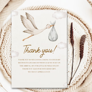 Neutral Stork Baby Shower – Gender Neutral Design Thank You Card