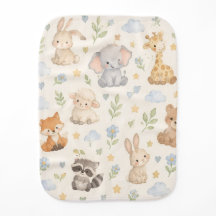 Neutral Storybook Animal Pattern Plush Minky Baby