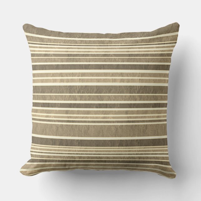 "Neutral Stripe" Minimalist Natural Earth Tone Throw Pillow (Front)